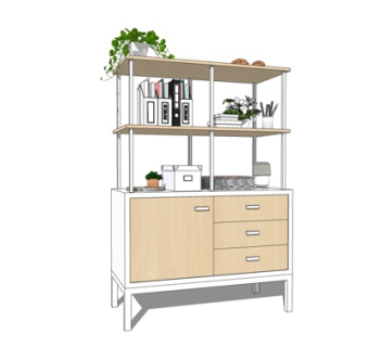 现代实木装饰柜su模型