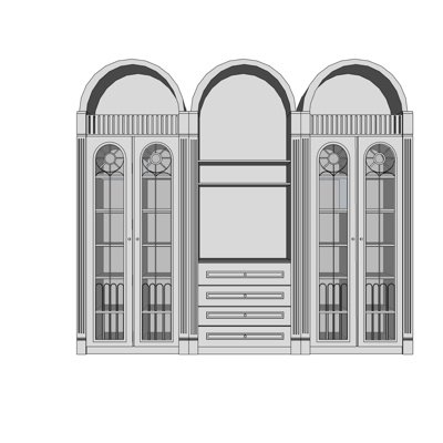 欧式实木衣柜su模型