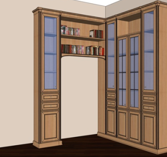 欧式实木书柜su模型