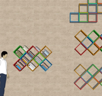 现代书柜壁柜su模型