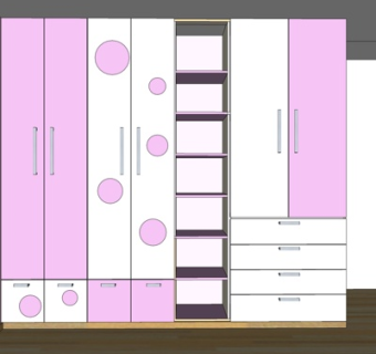 现代实木衣柜su模型