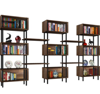 现代实木书柜su模型