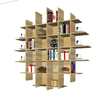 现代实木装饰柜su模型