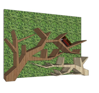 现代实木壁柜su模型