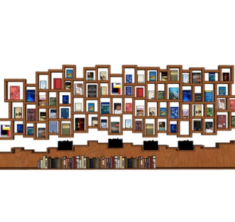 现代实木壁柜su模型