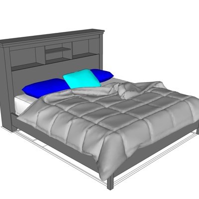 现代布艺双人床su模型