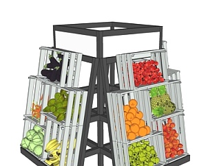 现代超市水果架su模型