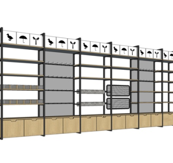 现代实木装饰柜su模型
