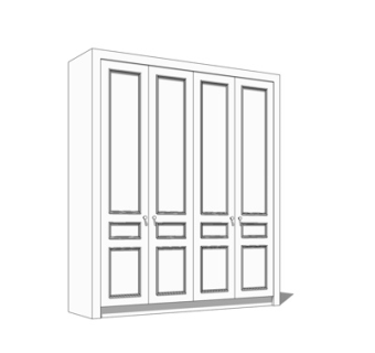 现代实木衣柜su模型