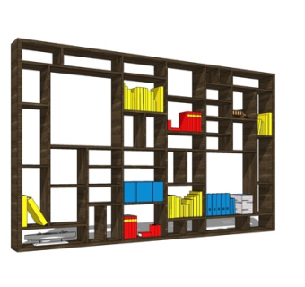 现代实木书柜su模型