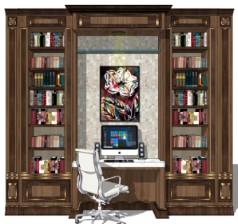 新古典电脑桌su模型