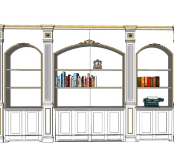 欧式实木装饰柜su模型