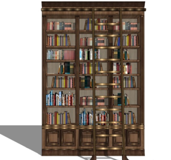 现代实木书柜su模型