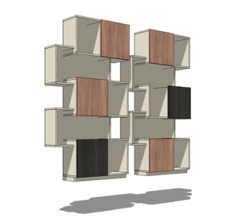 现代实木壁柜su模型