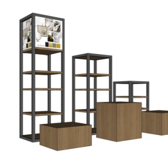 现代实木装饰柜su模型