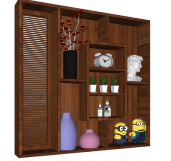 中式实木装饰柜su模型