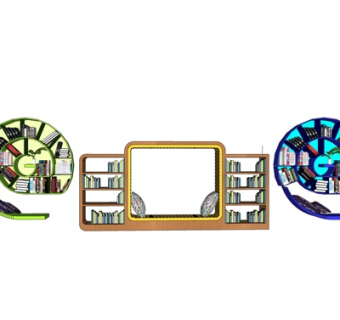 现代实木书柜su模型