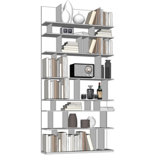 现代实木装饰柜su模型