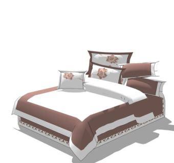 现代布艺儿童床su模型