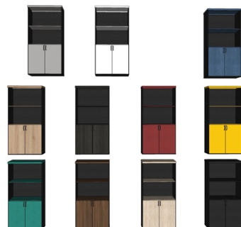 现代实木装饰柜su模型