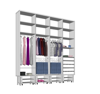 现代实木衣柜su模型