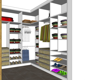 现代实木衣柜su模型