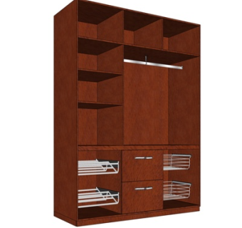 现代实木衣柜su模型