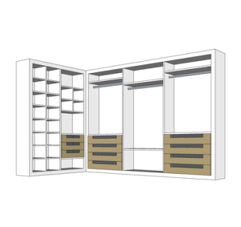 现代实木衣柜su模型