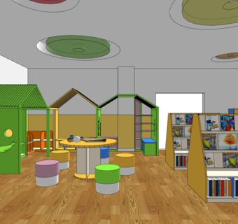 现代幼儿园阅览室su模型