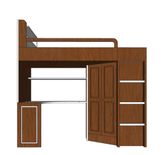 新中式儿童床su模型