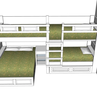 简欧儿童床su模型