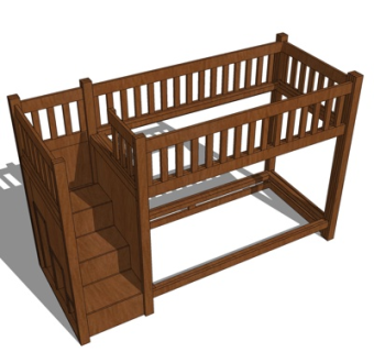 新中式儿童床su模型