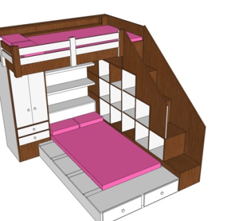 新中式儿童床su模型