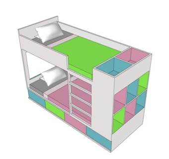 现代儿童床su模型
