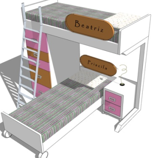 北欧儿童床su模型