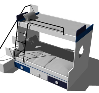 现代儿童床su模型
