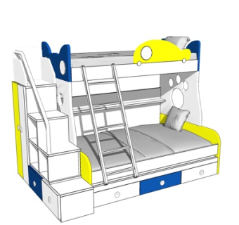 现代儿童床su模型