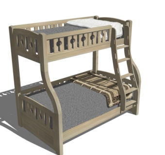 新中式儿童床su模型