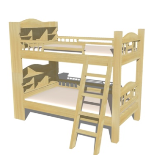 新中式儿童床su模型