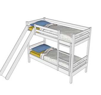 现代儿童床su模型