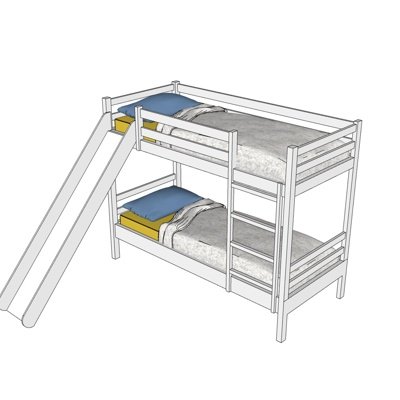 现代儿童床su模型