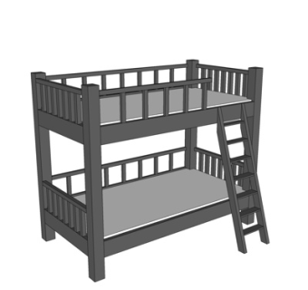 现代儿童床su模型