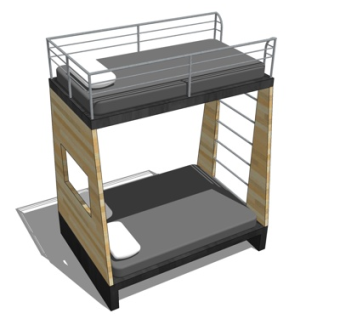 现代儿童床su模型