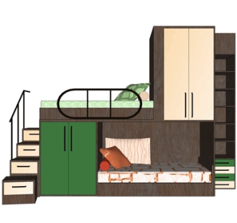 现代儿童床su模型