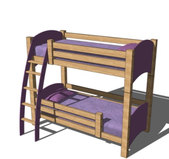 北欧儿童床su模型