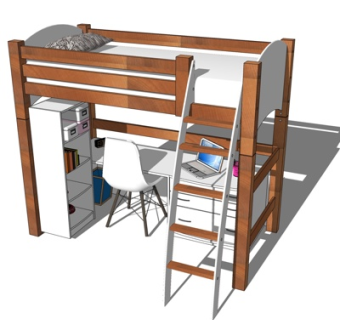 北欧儿童床su模型