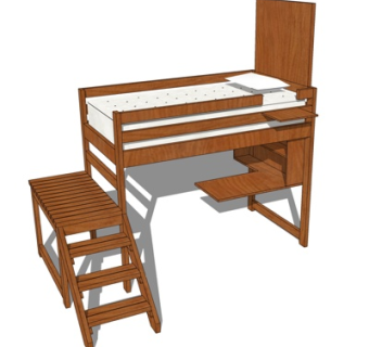 北欧儿童床su模型