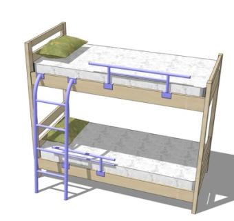 现代儿童床su模型