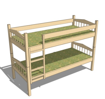 现代儿童床su模型