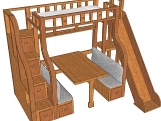 新中式<em>儿童床</em>su模型